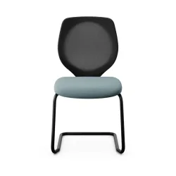 Giroflex 353 cantilever conference chair without armrests, Light blue/ Black, New