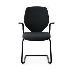 Giroflex 353 cantilever conference chair with fixed armrests, Black/ Black, New
