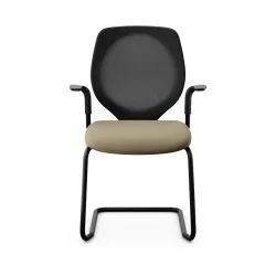Giroflex 353 cantilever conference chair with fixed armrests, Light brown/ Black, New