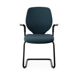 Giroflex 353 cantilever conference chair with fixed armrests, Blue/ Black, New