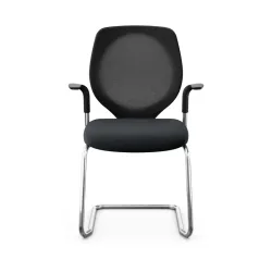 Giroflex 353 cantilever conference chair with fixed armrests, Black/Chrome-plated, New