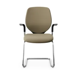 Giroflex 353 cantilever conference chair with fixed armrests, Light brown/Chrome-plated, New