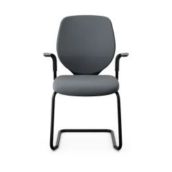 Giroflex 353 cantilever conference chair with fixed armrests, Gray/ Black, New