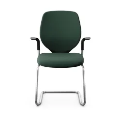 Giroflex 353 cantilever conference chair with fixed armrests, Dark green/Chrome-plated, New