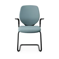 Giroflex 353 cantilever conference chair with fixed armrests, Light blue/ Black, New
