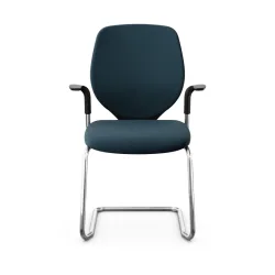 Giroflex 353 cantilever conference chair with fixed armrests, Blue/Chrome-plated, New