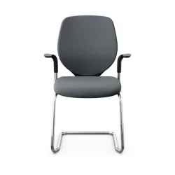 Giroflex 353 cantilever conference chair with fixed armrests, Gray/Chrome-plated, New