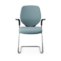 Giroflex 353 cantilever conference chair with fixed armrests, Light blue/Chrome-plated, New