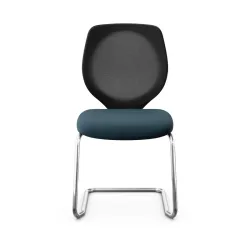 Giroflex 353 cantilever conference chair without armrests, Blue/Chrome-plated, New