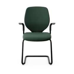 Giroflex 353 cantilever conference chair with fixed armrests, Dark green/ Black, New