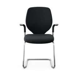 Giroflex 353 cantilever conference chair with fixed armrests, Black/Chrome-plated, New