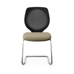 Giroflex 353 cantilever conference chair without armrests, Light brown/Chrome-plated, New