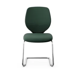 Giroflex 353 cantilever conference chair without armrests, Dark green/Chrome-plated, New