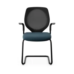 Giroflex 353 cantilever conference chair with fixed armrests, Blue/ Black, New