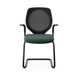 Giroflex 353 cantilever conference chair with fixed armrests, Dark green/ Black, New