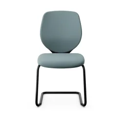 Giroflex 353 cantilever conference chair without armrests, Light blue/ Black, New