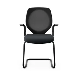 Giroflex 353 cantilever conference chair with fixed armrests, Black/ Black, New