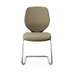 Giroflex 353 cantilever conference chair without armrests, Light brown/Chrome-plated, New