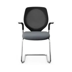Giroflex 353 cantilever conference chair with fixed armrests, Gray/Chrome-plated, New