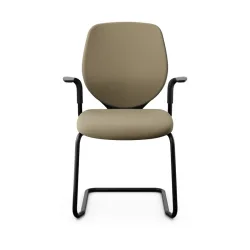 Giroflex 353 cantilever conference chair with fixed armrests, Light brown/ Black, New