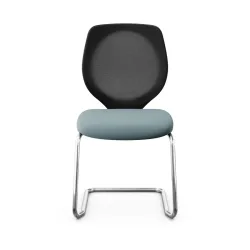 Giroflex 353 cantilever conference chair without armrests, Light blue/Chrome-plated, New