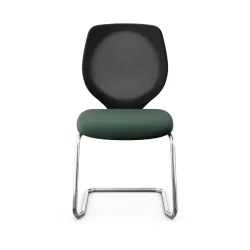 Giroflex 353 cantilever conference chair without armrests, Dark green/Chrome-plated, New