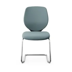 Giroflex 353 cantilever conference chair without armrests, Light blue/Chrome-plated, New