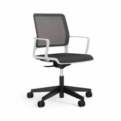 Conference chair SitagXilium Mesh with fixed armrests, Black/White, New - Ergonomic & height-adjustable