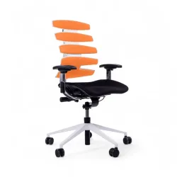 Office chair SitagWave with 3D armrests, Orange/White, New, Ergonomic chair - ideal for flexible working