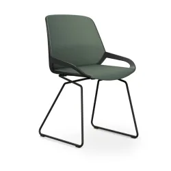 Skid-base chair Aeris Numo Comfort Light green/Black without armrests, New - Comfortable seating