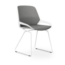 Skid-base chair Aeris Numo Comfort Light grey/White without armrests, New - Comfortable seating