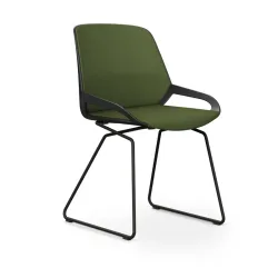 Skid-base chair Aeris Numo Comfort Green/Black without armrests, New - Comfortable seating