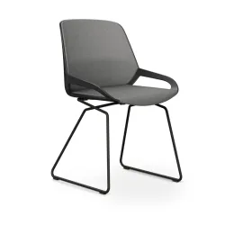 Skid-base chair Aeris Numo Comfort Light grey/Black without armrests, New - Comfortable seating