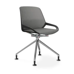 Aeris Numo Comfort conference chair Light grey/Black / chrome without armrests, New - Perfect for office and reception