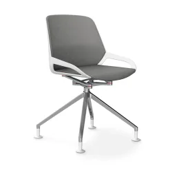Aeris Numo Comfort conference chair Light grey/White / chrome without armrests, New - Perfect for office and reception