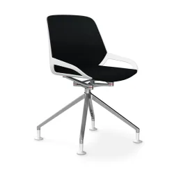 Aeris Numo Comfort conference chair Black/White / chrome without armrests, New - Perfect for office and reception