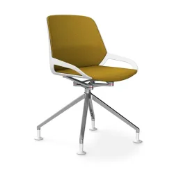 Aeris Numo Comfort conference chair Yellow/White / chrome without armrests, New - Perfect for office and reception