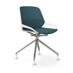 Aeris Numo Comfort conference chair Blue/White / chrome without armrests, New - Perfect for office and reception