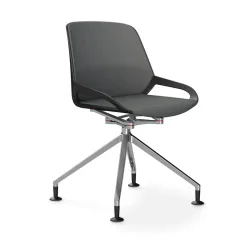 Aeris Numo Comfort conference chair Gray/Black / chrome without armrests, New - Perfect for office and reception