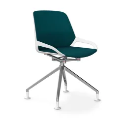 Aeris Numo Comfort conference chair Petrol/White / chrome without armrests, New - Perfect for office and reception