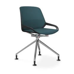 Aeris Numo Comfort conference chair Blue/Black / chrome without armrests, New - Perfect for office and reception