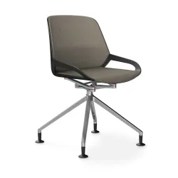 Aeris Numo Comfort conference chair Beige/Black / chrome without armrests, New - Perfect for office and reception