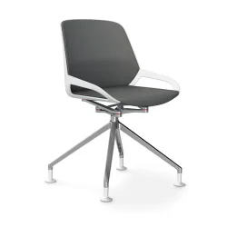 Aeris Numo Comfort conference chair Gray/White / chrome without armrests, New - Perfect for office and reception