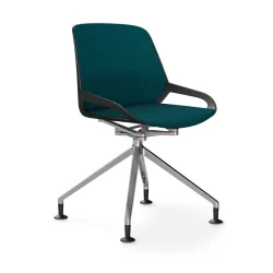 Aeris Numo Comfort conference chair Petrol/Black / chrome without armrests, New - Perfect for office and reception
