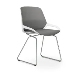 Skid-base chair Aeris Numo Comfort Light grey/White / chrome without armrests, New - Comfortable seating