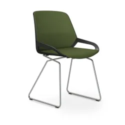 Skid-base chair Aeris Numo Comfort Green/Black / chrome without armrests, New - Comfortable seating