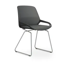 Skid-base chair Aeris Numo Comfort Gray/Black / chrome without armrests, New - Comfortable seating