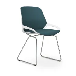 Skid-base chair Aeris Numo Comfort Blue/White / chrome without armrests, New - Comfortable seating