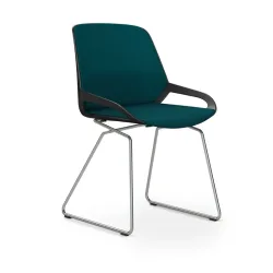 Skid-base chair Aeris Numo Comfort Petrol/Black / chrome without armrests, New - Comfortable seating