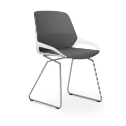 Skid-base chair Aeris Numo Comfort Gray/White / chrome without armrests, New - Comfortable seating